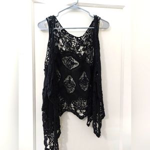 JASTIE Women Open Stitch Cardigan Boho Sleeveless Hippie Summer Hollow Out Solid